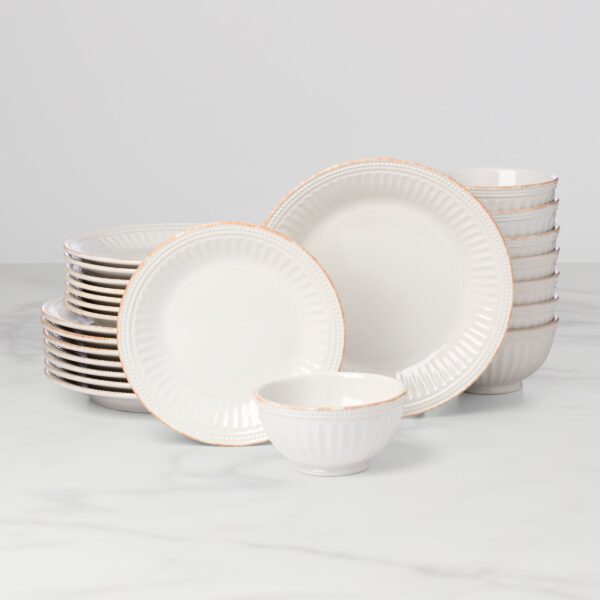 French Perle Groove 24-Piece Dinnerware Set